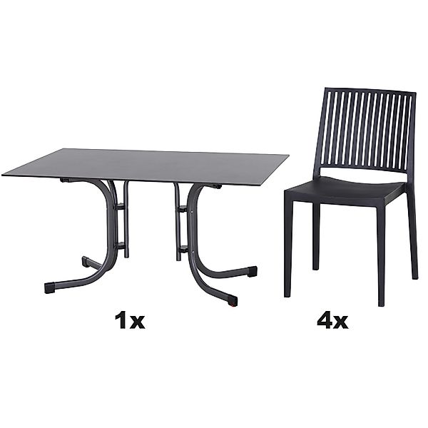 Siena Garden Gartenmöbel Set Lane 5-teilig 140 cm x 90 cm Anthrazit günstig online kaufen