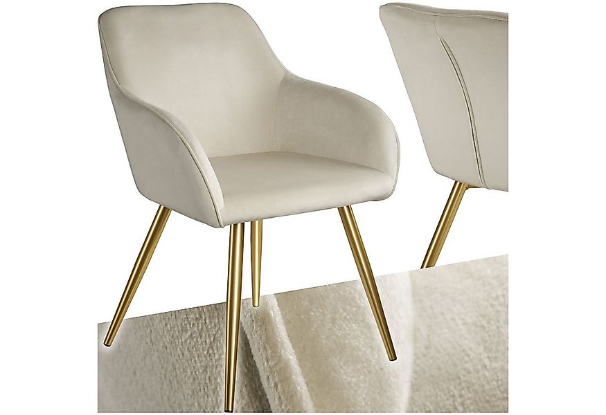 tectake Esszimmerstuhl Küchenstuhl Marilyn Samtoptik, goldene Stuhlbeine (S günstig online kaufen