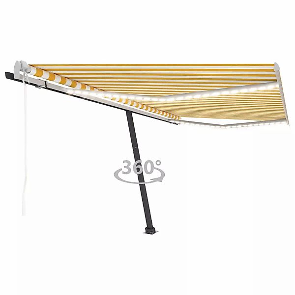 Automatische Markise Mit Led & Windsensor 450x350 Cm Gelb/weiß günstig online kaufen