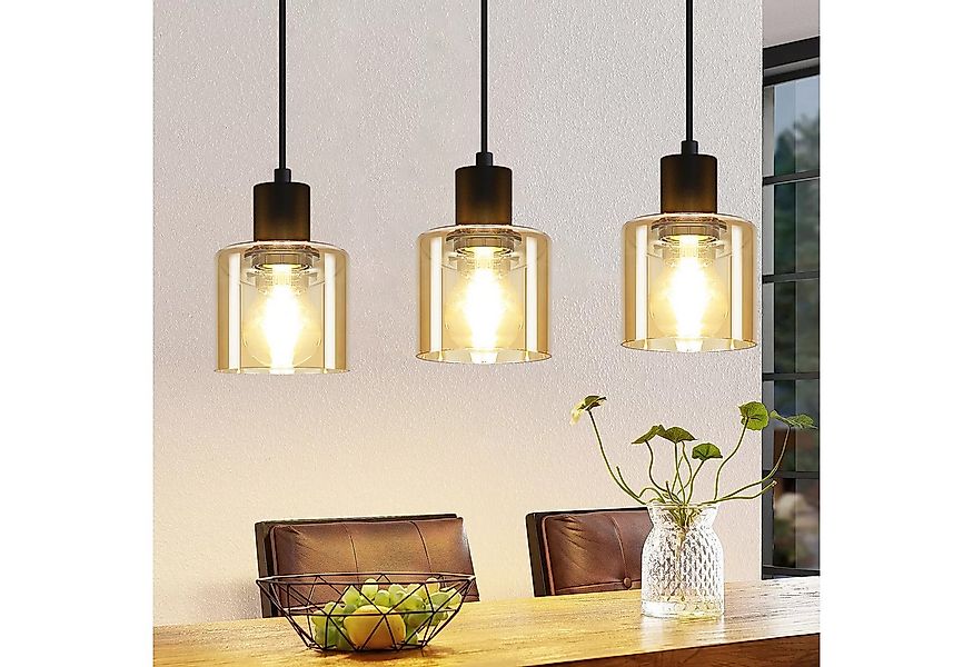 ZMH Pendelleuchte Esstischlampe Hängend Hängeleuchte Schwarz/Berstein - E27 günstig online kaufen