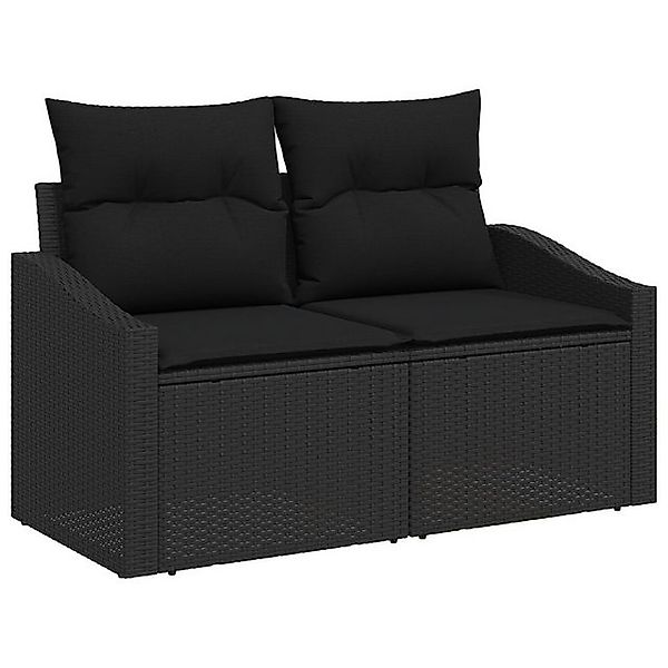 vidaXL Loungesofa Gartensofa 2-Sitzer mit Kissen Schwarz Poly Rattan, 1 Tei günstig online kaufen