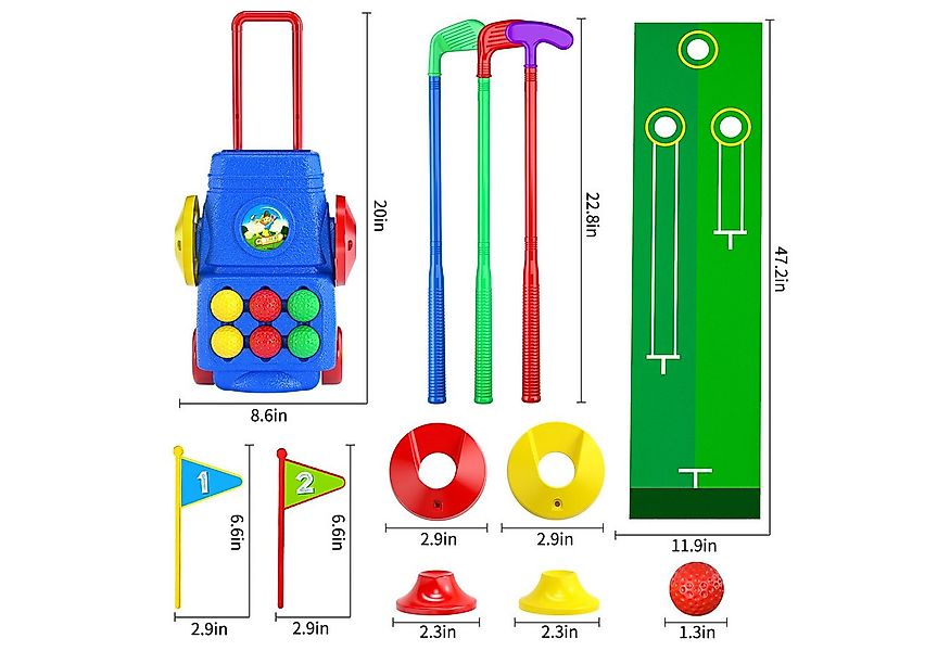 Snaen Spielzeug-Gartenset Kinderspielzeug Kids Golf Koffer Spiel Abspielset günstig online kaufen