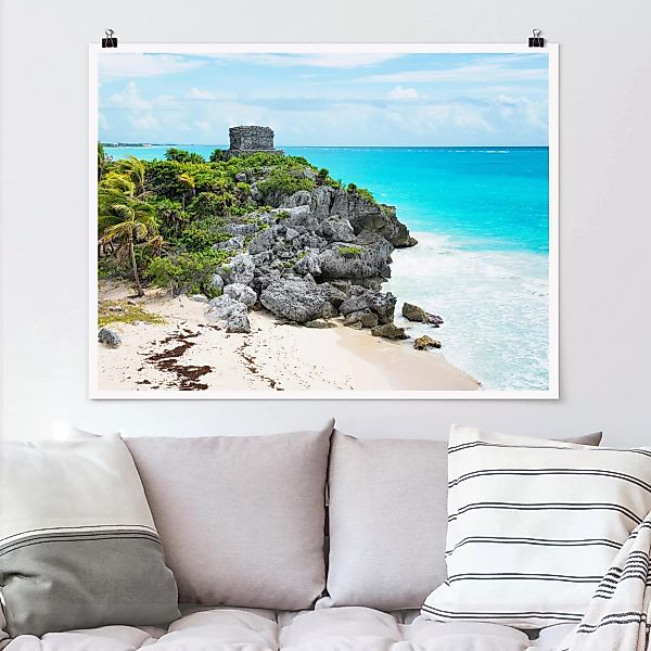 Poster Strand - Querformat Karibikküste Tulum Ruinen günstig online kaufen