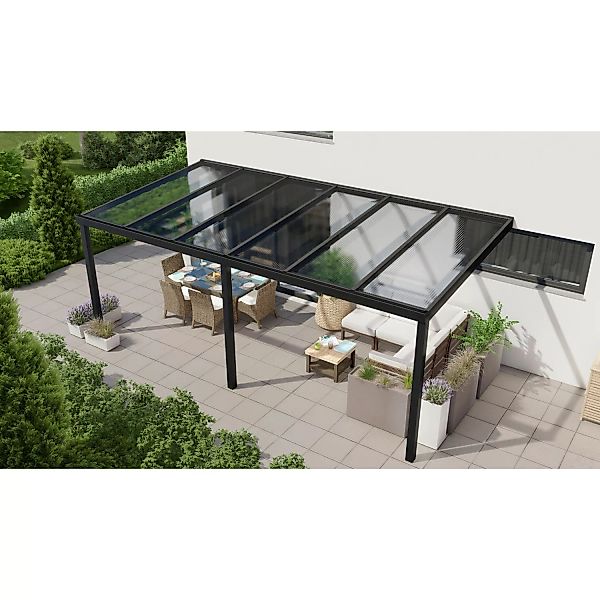 Terrassenüberdachung Professional 600 cm x 300 cm Schwarz Struktur PC Klar günstig online kaufen