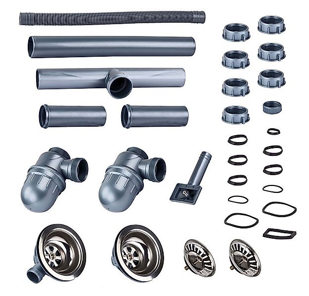 Stabilo Sanitär Siphon Siphon mit Ablaufgarnitur 1 1/2 Zoll Edelstahl für D günstig online kaufen