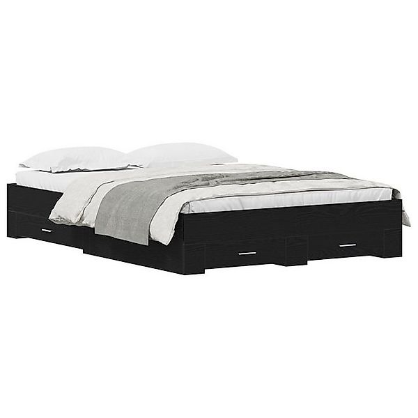 vidaXL Bett Bettgestell mit Schubladen Schwarze Eiche Engineered Wood (1-tl günstig online kaufen