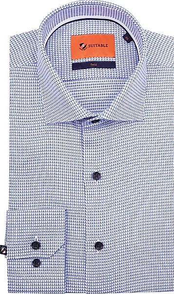 Suitable Hemd Twill Druck Blau - Größe 40 günstig online kaufen
