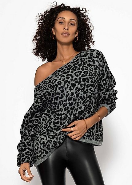 SASSYCLASSY Strickpullover Pullover mit Leo-Muster für Damen Weicher Strick günstig online kaufen