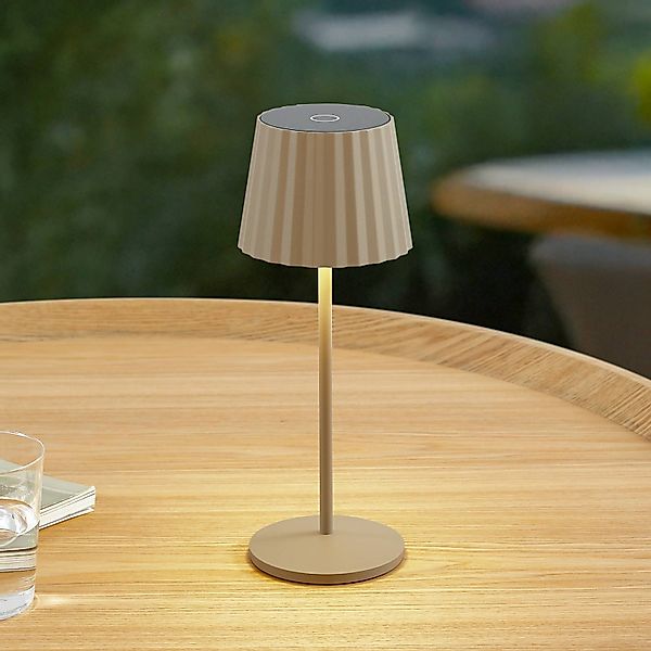 Lindby LED-Akku-Tischleuchte Esali, beige, Metall, IP65 günstig online kaufen
