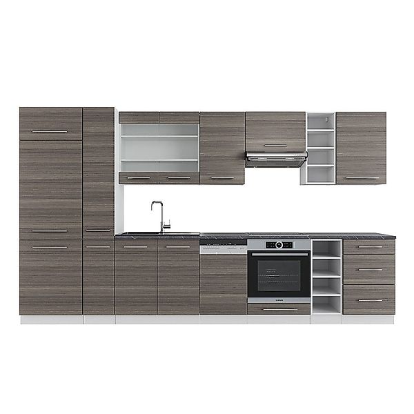 Vicco Küchenzeile Fame-Line, Edelgrau/Weiß/Weiß, 355 cm günstig online kaufen