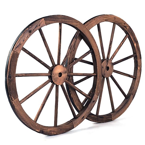 Costway 2er Set Wagenrad Holz Ø76 x 3,5 cm Braun günstig online kaufen