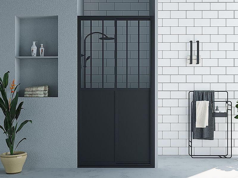 Duschtrennwand Seitenwand Schiebetür - 100 x 195 cm - Industrial Style  - S günstig online kaufen