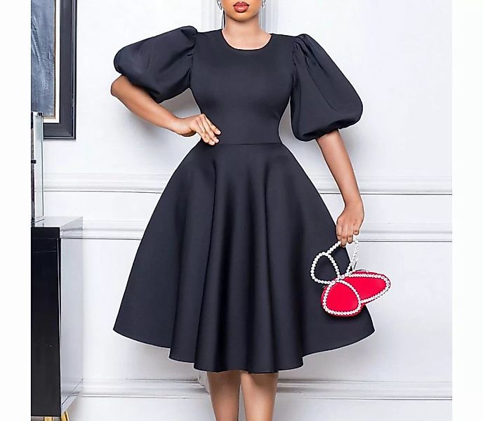 ZWY Dirndl Einfarbiges Damenkleid mit Rundhalsausschnitt Komfortabel Bequem günstig online kaufen