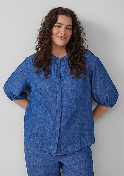 s.Oliver Langarmbluse Bluse Relaxed-Fit-Bluse aus Leinenmix mit Raff-Detail günstig online kaufen