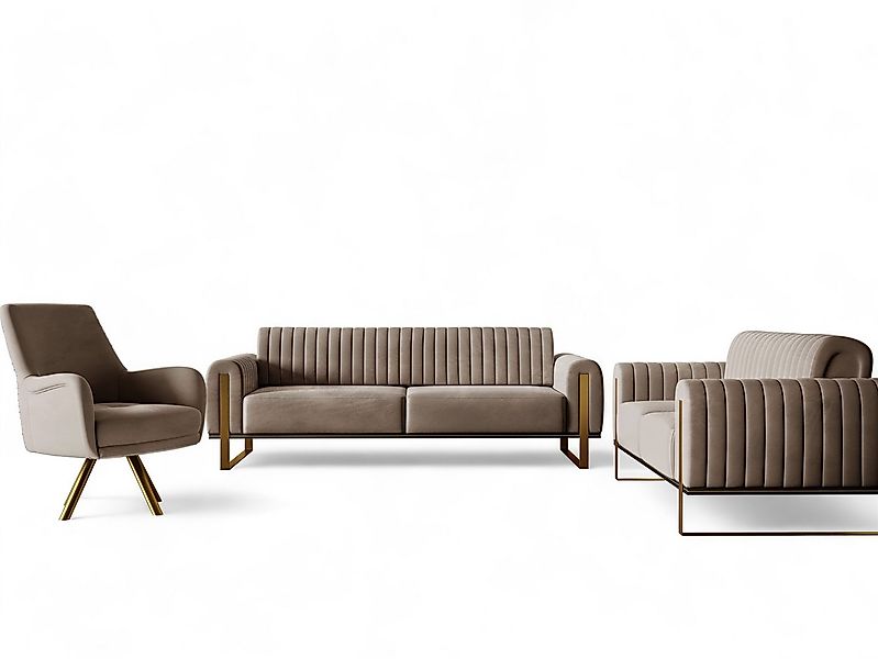 Fun Möbel Polstergarnitur Sofaset Designersofas VALERIE 3-2-1 in Stoff Elis günstig online kaufen