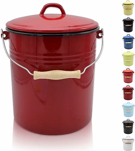 Krüger Mülleimer "Emaille-Eimer mit Deckel Serie Rio" schnitt- / kratzfeste günstig online kaufen