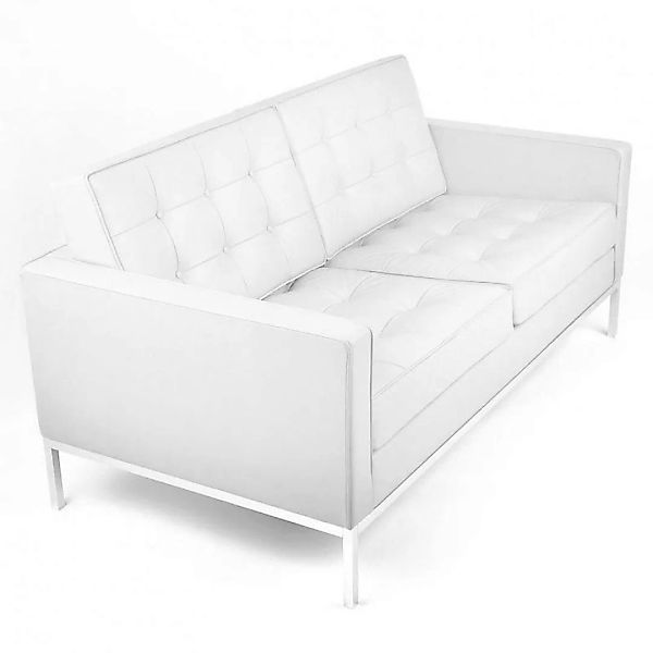 Knoll International - Florence Knoll 2-Sitzer Sofa - Leder weiß/Gestell chr günstig online kaufen