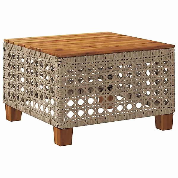vidaXL Gartentisch Beige 55x55x36 cm Poly Rattan Akazienholz 365931 günstig online kaufen