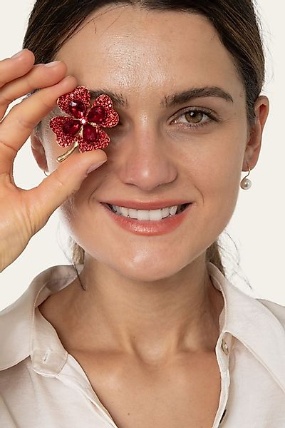 MayTree Brosche "Klee", rot (Stück, 1-tlg), günstig online kaufen