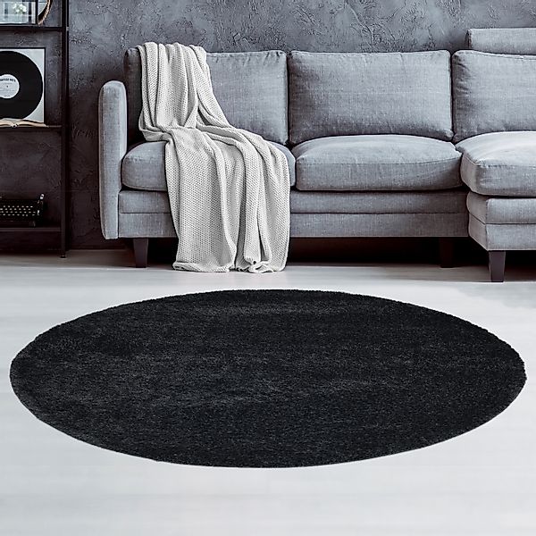my home Hochflor-Teppich "Malin" rund 43 mm Höhe Uni-Farben, leicht glänzen günstig online kaufen