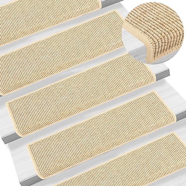 vidaXL Stufenmatten 15 Stk 65x21x4 cm Hellbeige Rechteckiger Rand 326909 günstig online kaufen