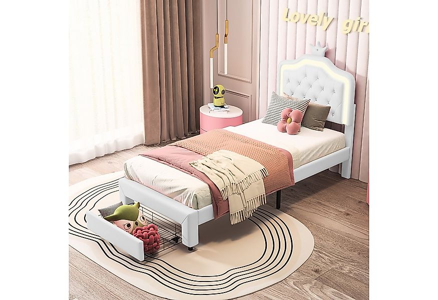 Furnishings Home Polsterbett LED Kinderbett Stauraumbett (1-tlg., Kronenfor günstig online kaufen