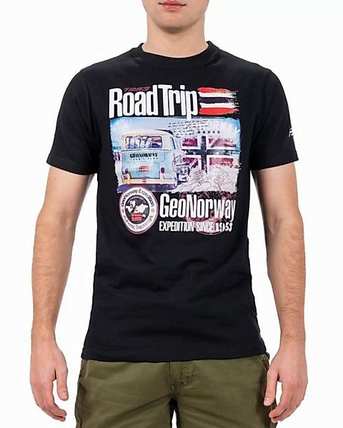 Geo Norway T-Shirt Casual Kurzarm Shirt bajiami Men Black S mit auffälligen günstig online kaufen