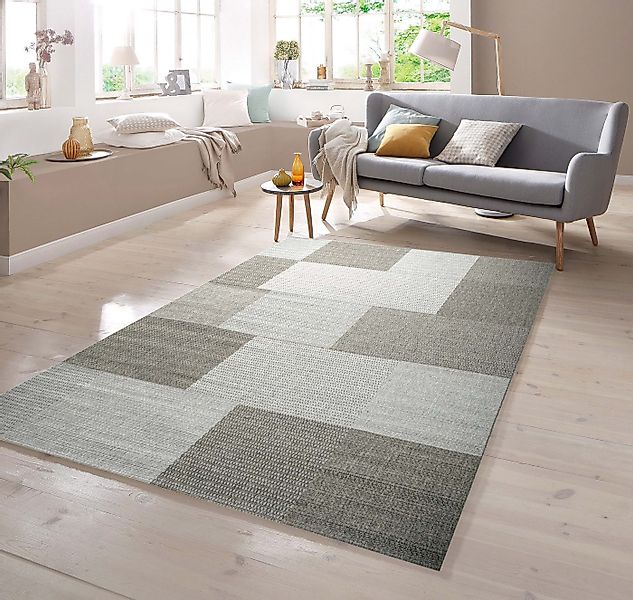 TeppichHome24 Teppich Teppich Sisal Optik Karo Design Grau, rechteckig, Höh günstig online kaufen