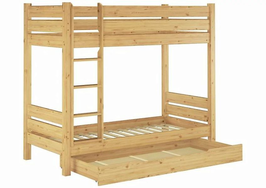 ERST-HOLZ Etagenbett Holz-Etagenbett natur 90x200 Roste und Bettkasten inkl günstig online kaufen