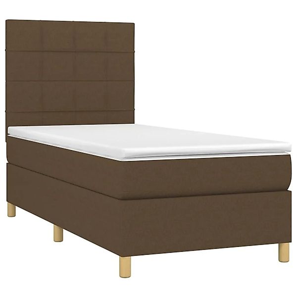 vidaXL Boxspringbett mit Matratze & LED Dunkelbraun 100x200 cm Stoff 313541 günstig online kaufen