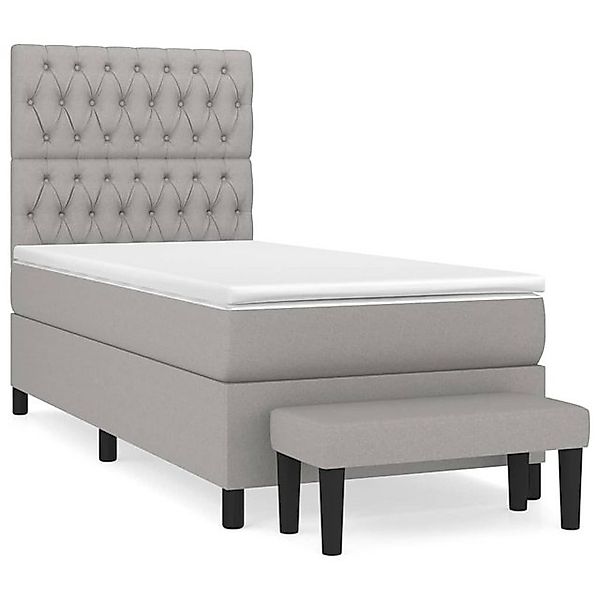 vidaXL Boxspringbett, Boxbett mit Matratze Hellgrau 90x200 cm Stoff günstig online kaufen