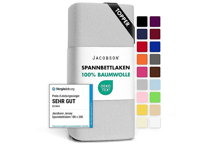 Jacobson Spannbettlaken TOPPER aus 100% Baumwolle, Jersey Bettlaken 160 g/m günstig online kaufen
