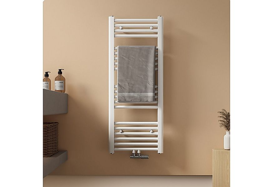 EMKE Badheizkörper Handtuchtrockner Handtuchwärmer Mittelanschluss, Weiß Ba günstig online kaufen