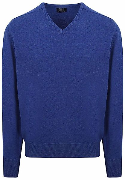 William Lockie V-Auschnitt Pullover Lammwolle Royal Blue - Größe M günstig online kaufen