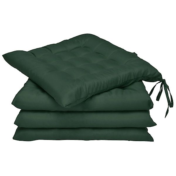 Beautissu 4er Set Stuhlkissen 40x40 mit Bändern Lea Dunkelgrün günstig online kaufen