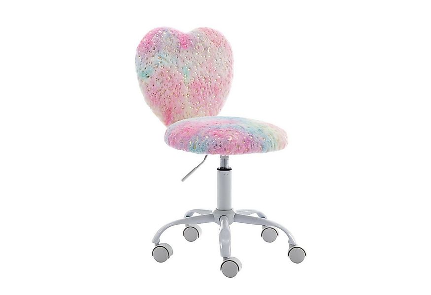 CHAIRUS Stuhl höhenverstellbarer Kinderdrehstuhl aus Kunstfell mit Herz-Rüc günstig online kaufen