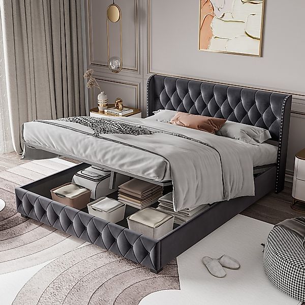 FUROKOY Polsterbett Doppelbett Hydraulisch Stauraumbett mit günstig online kaufen