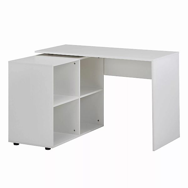 Design Eckschreibtisch mit Regal Weiß 117 x 75,5 x 88 cm | Moderner Büro-Sc günstig online kaufen