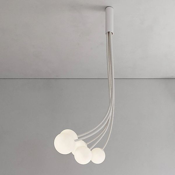 Karman Deckenlampe Moony, weiß, 5-flammig, Höhe 150 cm, Glas günstig online kaufen