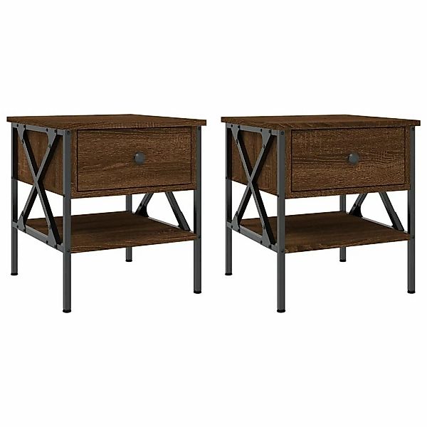 vidaXL Nachttische 2 Stk Braun Eichen-Optik 40x42x45 cm Holzwerkstoff günstig online kaufen