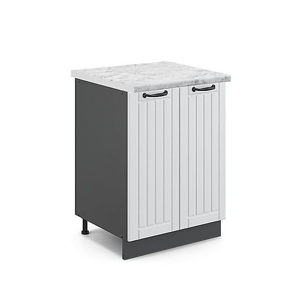 Vicco Küchenunterschrank Fame-Line Weiß Landhaus/Anthrazit 60 cm AP Marmor günstig online kaufen