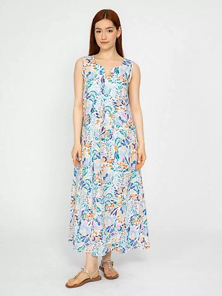 VICCI Germany A-Linien-Kleid aus Leinen mit mehrfarbigem Blumendruck günstig online kaufen