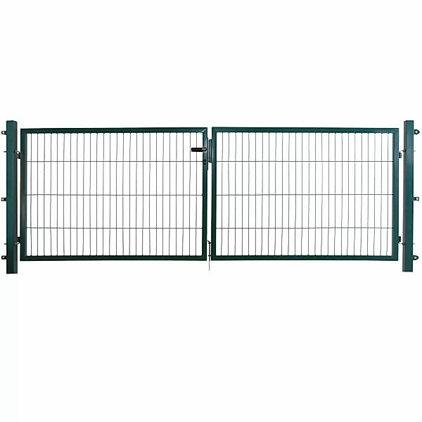 Doppeltor Basic für Doppelstabmattenzaun Moosgrün 300 cm x 160 cm günstig online kaufen