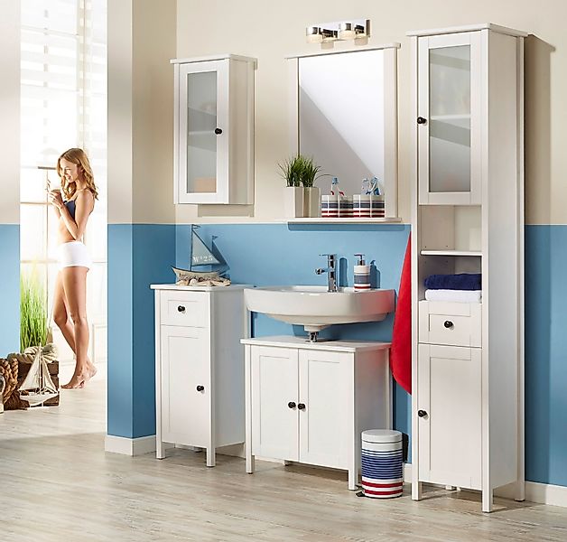 welltime Hochschrank "Sylt" Badmöbel im Landhaus-Stil, Breite 40 cm, aus Ma günstig online kaufen