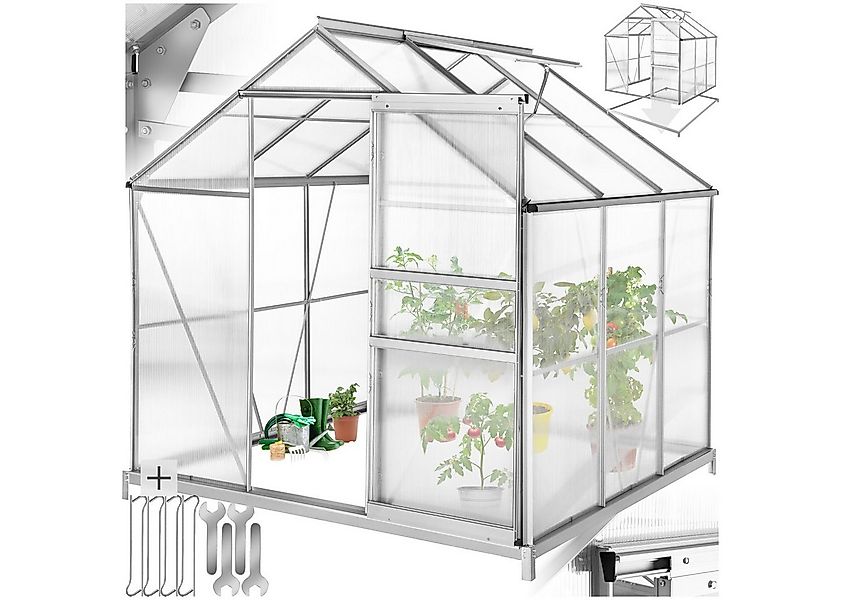 tectake Gewächshaus Treibhaus aus Aluminium mit Fundament, UV-beständig, 0, günstig online kaufen