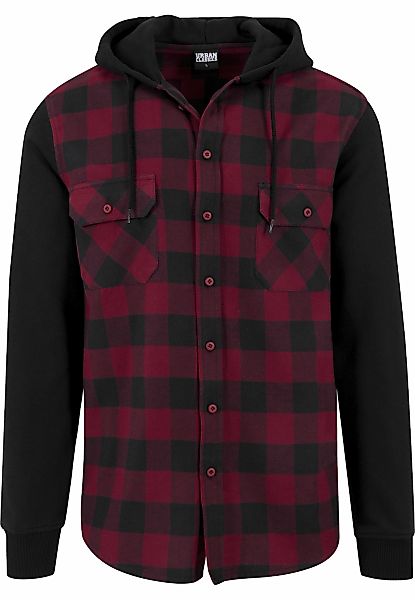 URBAN CLASSICS Langarm-Poloshirt "Urban Classics Herren Hooded Checked Flan günstig online kaufen