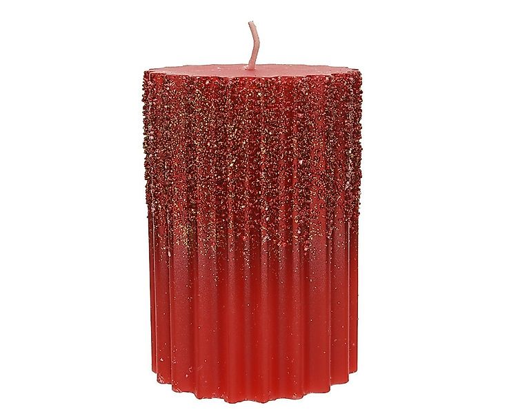 Kaemingk Stumpenkerze, Stumpenkerzen Wachs mit Rillen / Glitzer 7 x 10cm - günstig online kaufen