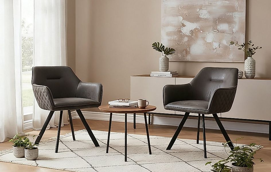 B&D home 4-Fußstuhl CYRUS (2er Set, 2 St), gepolstert, mit Armlehnen günstig online kaufen