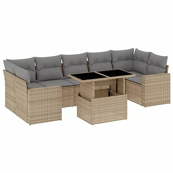 vidaXL 8-tlg Garten-Sofagarnitur mit Kissen Beige Poly Rattan Modell 310 günstig online kaufen