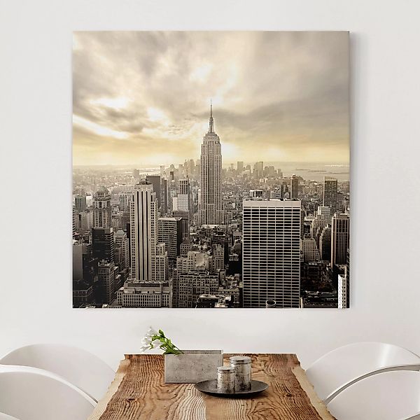 Leinwandbild - Quadrat Manhattan Dawn günstig online kaufen